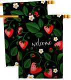 Welcome Strawberries - Fruits Food Vertical Impressions Decorative Flags HG120255 Made In USA