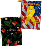 Welcome Strawberries - Fruits Food Vertical Impressions Decorative Flags HG120255 Made In USA