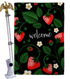 Welcome Strawberries - Fruits Food Vertical Impressions Decorative Flags HG120255 Made In USA