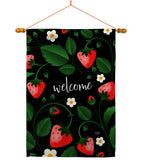 Welcome Strawberries - Fruits Food Vertical Impressions Decorative Flags HG120255 Made In USA