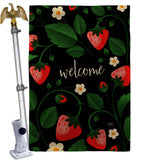 Welcome Strawberries - Fruits Food Vertical Impressions Decorative Flags HG120255 Made In USA