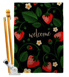 Welcome Strawberries - Fruits Food Vertical Impressions Decorative Flags HG120255 Made In USA