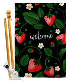 Welcome Strawberries - Fruits Food Vertical Impressions Decorative Flags HG120255 Made In USA