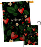 Welcome Strawberries - Fruits Food Vertical Impressions Decorative Flags HG120255 Made In USA