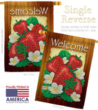 Welcome Strawberries - Fruits Food Vertical Impressions Decorative Flags HG117023 Made In USA