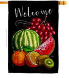Welcome Fruity - Fruits Food Vertical Impressions Decorative Flags HG117068 Made In USA