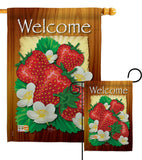 Welcome Strawberries - Fruits Food Vertical Impressions Decorative Flags HG117023 Made In USA