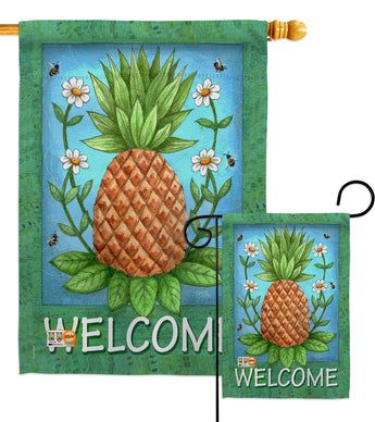 Welcome Pineapple - Fruits Food Vertical Impressions Decorative Flags HG117036 Made In USA