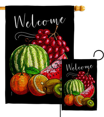 Welcome Fruity - Fruits Food Vertical Impressions Decorative Flags HG117068 Made In USA