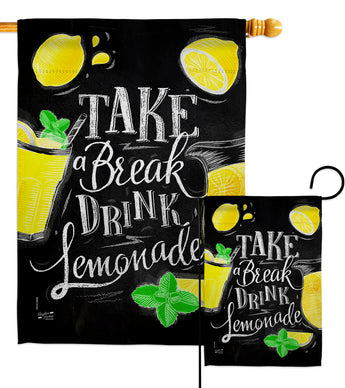 Take Break Lemonade - Fruits Food Vertical Impressions Decorative Flags HG137277 Made In USA