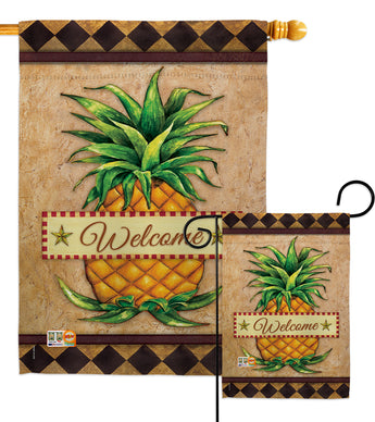 Welcome Pineapple - Fruits Food Vertical Impressions Decorative Flags HG191213 Made In USA