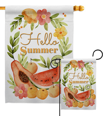Hello Fruity - Fruits Food Vertical Impressions Decorative Flags HG192604 Made In USA