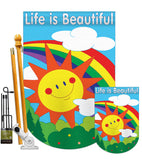 Life Is Beautiful - Fun In The Sun Summer Vertical Applique Decorative Flags HG106040