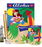 Aloha Girl - Fun In The Sun Summer Vertical Applique Decorative Flags HG106044