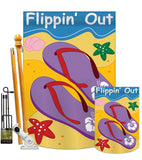 Flippin' Out - Fun In The Sun Summer Vertical Applique Decorative Flags HG106054