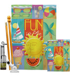 Summer Collage - Fun In The Sun Summer Vertical Impressions Decorative Flags HG106065 Made In USA