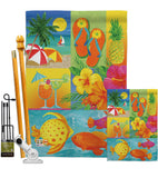 Tropical Collage - Fun In The Sun Summer Vertical Impressions Decorative Flags HG106067 Made In USA