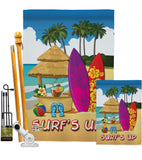 Surf's Up Hut - Fun In The Sun Summer Vertical Impressions Decorative Flags HG106070 Made In USA