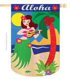 Aloha Girl - Fun In The Sun Summer Vertical Applique Decorative Flags HG106044