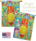 Summer Collage - Fun In The Sun Summer Vertical Impressions Decorative Flags HG106065 Made In USA