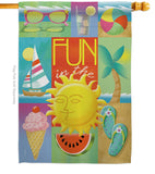 Summer Collage - Fun In The Sun Summer Vertical Impressions Decorative Flags HG106065 Made In USA