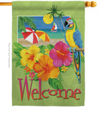 Welcome Tropical - Fun In The Sun Summer Vertical Impressions Decorative Flags HG106066 Made In USA