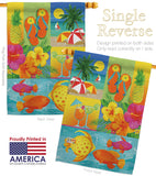 Tropical Collage - Fun In The Sun Summer Vertical Impressions Decorative Flags HG106067 Made In USA