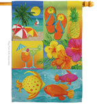 Tropical Collage - Fun In The Sun Summer Vertical Impressions Decorative Flags HG106067 Made In USA