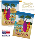 Surf's Up Hut - Fun In The Sun Summer Vertical Impressions Decorative Flags HG106070 Made In USA