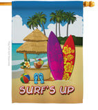 Surf's Up Hut - Fun In The Sun Summer Vertical Impressions Decorative Flags HG106070 Made In USA