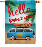 Hello Summer, Enjoy Bus - Fun In The Sun Summer Vertical Impressions Decorative Flags HG106084 Made In USA