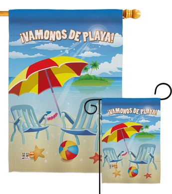 Vamonos de Playa - Fun In The Sun Summer Vertical Impressions Decorative Flags HG106057S Made In USA