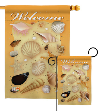 Welcome Shells - Fun In The Sun Summer Vertical Impressions Decorative Flags HG106059 Imported