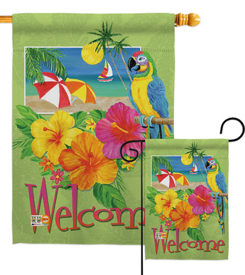 Welcome Tropical - Fun In The Sun Summer Vertical Impressions Decorative Flags HG106066 Made In USA