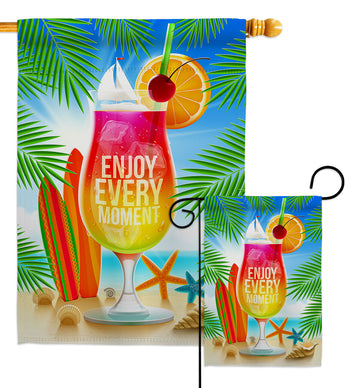 Enjoy Every Moment - Fun In The Sun Summer Vertical Impressions Decorative Flags HG106101 Made In USA