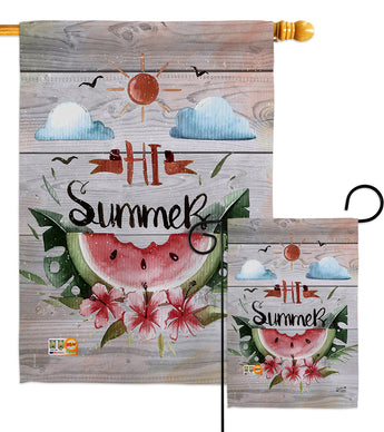 Hi Summer - Fun In The Sun Summer Vertical Impressions Decorative Flags HG137017 Made In USA