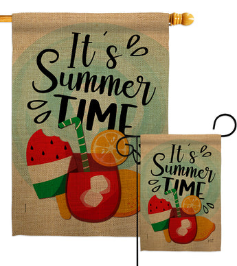 It's Summer Time - Fun In The Sun Summer Vertical Impressions Decorative Flags HG137240 Made In USA