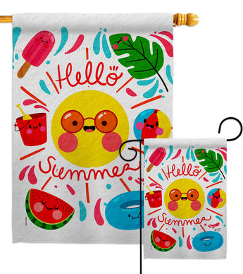 Hallo Summer - Fun In The Sun Summer Vertical Impressions Decorative Flags HG137440 Made In USA