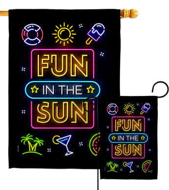 Neon Fun in the Sun - Fun In The Sun Summer Vertical Impressions Decorative Flags HG137536 Made In USA