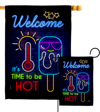 Neon Summer Time - Fun In The Sun Summer Vertical Impressions Decorative Flags HG137539 Made In USA