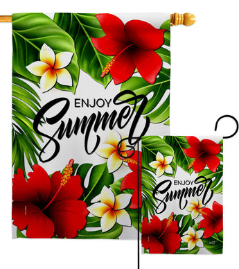 Summer Hibiscus - Fun In The Sun Summer Vertical Impressions Decorative Flags HG137616 Made In USA