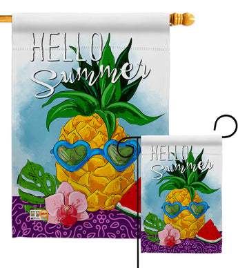 Hello Pineapple - Fun In The Sun Summer Vertical Impressions Decorative Flags HG192196 Made In USA