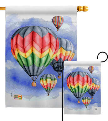 Summer Hot Air Balloon - Fun In The Sun Summer Vertical Impressions Decorative Flags HG192198 Made In USA