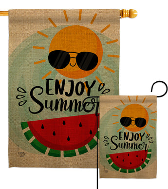 Enjoy Summer - Fun In The Sun Summer Vertical Impressions Decorative Flags HG192229 Made In USA