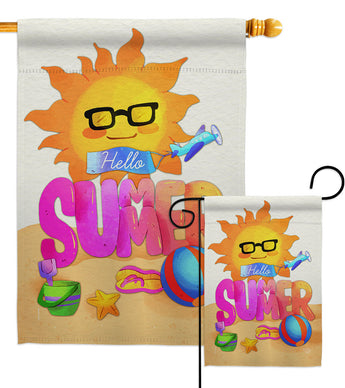 Hello Summer - Fun In The Sun Summer Vertical Impressions Decorative Flags HG192397 Made In USA