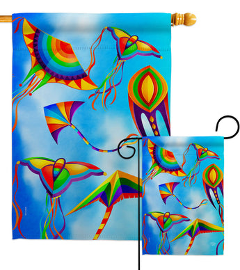 Kite in Sky - Fun In The Sun Summer Vertical Impressions Decorative Flags HG192538 Made In USA