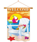 Seaside - Fun In The Sun Summer Vertical Applique Decorative Flags HG106037