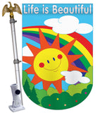 Life Is Beautiful - Fun In The Sun Summer Vertical Applique Decorative Flags HG106040