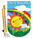 Life Is Beautiful - Fun In The Sun Summer Vertical Applique Decorative Flags HG106040