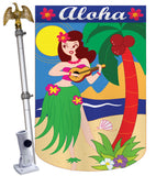 Aloha Girl - Fun In The Sun Summer Vertical Applique Decorative Flags HG106044